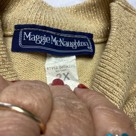 MAGGIE MC NAUGHTEN. Gold Metallic Women's Sweater size2x - Picture 8 of 10